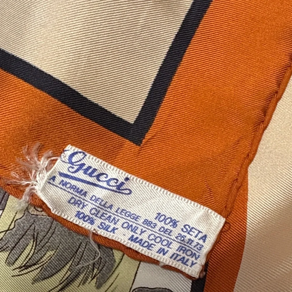 Vintage Gucci scarf featuring fox hunting motif V Accornero